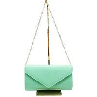 Vellin Women's Patent Envelope Clutch Bag with Gold /Sliver Chain Strap in Light Green