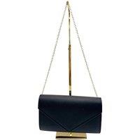 Vellin Women's Textured Envelope Clutch Bag with Gold Chain Strap in Black
