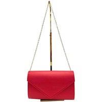 Vellin Women's Textured Envelope Clutch Bag with Gold Chain Strap in Red