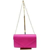 Vellin Women's Textured Envelope Clutch Bag with Gold Chain Strap in Fuchsia