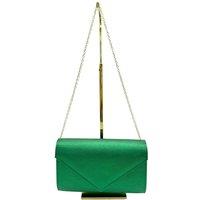 Vellin Women's Textured Envelope Clutch Bag with Gold Chain Strap in Green