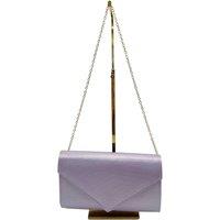 Vellin Women's Textured Envelope Clutch Bag with Gold Chain Strap in Lilac