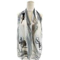 Vellin Women's Watercolour Floral Chiffon Scarf in Black