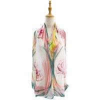 Vellin Women's Watercolour Floral Chiffon Scarf in Pink