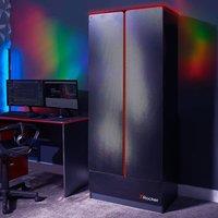 X Rocker Carbon-Tek 2 Door Wardrobe with Drawer & LED Lighting in Red