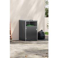 Living and Home Metal Outdoor Garbage Bin Shed For 1 Trash Bin in Black