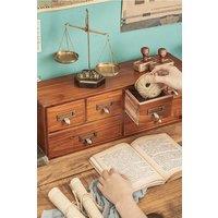 Living and Home Desktop Retro Wood 6-Drawer Storage Organizer Multifunctional Storage Box in Brown