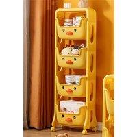Living and Home 4-Tier Rolling Toy Storage Rack Trolley Cart Kitchen Fruit Vegetable Holder Shelf in Yellow