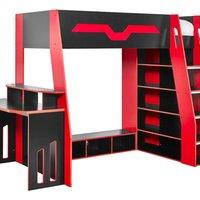 Cheshire Mahogany Gaming Highsleeper - Black & Red - Single (90cm)