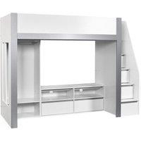 Cheshire Quince Highsleeper TV Bed - White & Silver - Single (90cm)