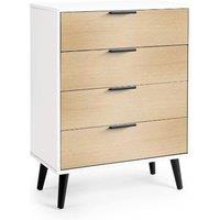 Cheshire Premium Arden 4 Drawer Wide Chest - White & Oak