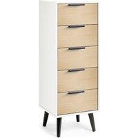 Cheshire Premium Arden 5 Drawer Narrow Chest - White & Oak
