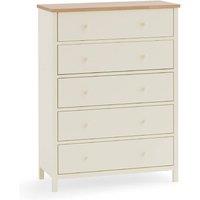 Cheshire Premium Ridgeway 5 Drawer Wide Chest - Ivory & Oak