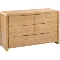 Cheshire Premium Arc 6 Drawer Wide Chest - Oak in Brown