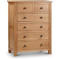 Cheshire Premium Kingsley 4 + 2 Drawer Chest - Oak in Brown