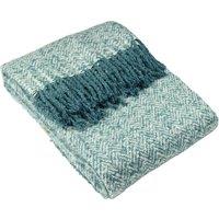 Furn Weaver Woven Herringbone Throw in Teal