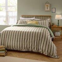 Wylder Connie Striped Ruffle Duvet Cover Set in Green | Size: King