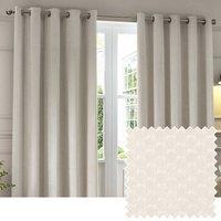 Paoletti Neptune Fully Lined Velvet Eyelet Curtain Pair in Ivory | Size: 168 cm width x 229 cm drop