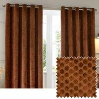 Paoletti Neptune Fully Lined Velvet Eyelet Curtain Pair in Copper | Size: 229 cm width x 229 cm drop