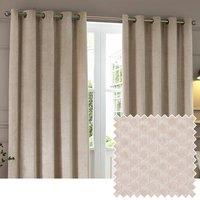 Paoletti Neptune Fully Lined Velvet Eyelet Curtain Pair in Beige | Size: 117 cm width x 137 cm drop