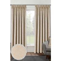 Enhanced Living 100% Blackout Luxury Supersoft Velvet Thermal Tape Top Curtains for Living Room & Bedrooms in Cream | Size: 229 cm width x 183 cm drop