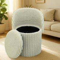 GAVENO CAVAILIA 3 In 1 Harp Ribbed Ottoman Storage Stool in Cream | Size: 1 Seater