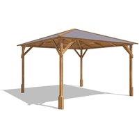 Dunster House Wooden Gazebo 3x3m Heavy Duty Pressure Treated Superfelt Utopia 300 in Brown
