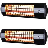 Primrose 1.8kW Wall Mounted Infrared Patio Heater 3 Power Settings Set of 2 in Black