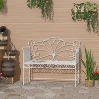 OUTSUNNY Garden Bench Outdoor Furniture 2 Seater Park Seating w/ Backrest White