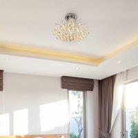 HOMCOM Elgant Crystal Chandelier Ceiling Light Flush Mount Pendant Lamp in Clear