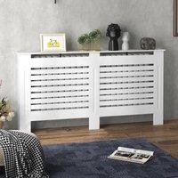HOMCOM Painted Radiator Cover Wooden Cabinet Shelving Display Horizontal Slats in White