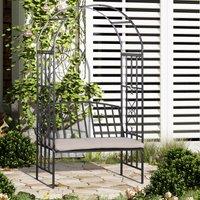 OUTSUNNY Garden Arbor Arch Metal Bench Padded Seat Outdoor Decoration Patio in Dark Grey | Size: 2 Seater