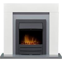 Adam Fires & Fireplaces White & Grey Fireplace with Colorado Electric Fire in Black, 39 Inch