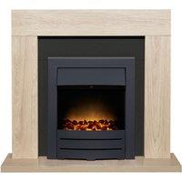 Adam Fires & Fireplaces Malmo Fireplace in Oak & Black with Colorado Electric Fire in Black, 39 Inch