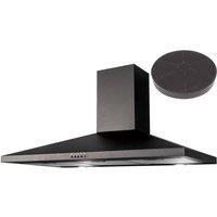 SIA 100cm Black Chimney Cooker Hood Kitchen Extractor with Carbon Filter