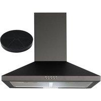 SIA 60cm Chimney Cooker Hood Extractor Fan In Black with Carbon Filter