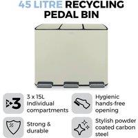 Tower 45L Recycling Pedal Bin in Beige