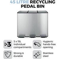 Tower 45L Recycling Pedal Bin in Silver