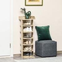 HOMCOM 7 Tier Shoe Rack Organizer Storage Shelf Wooden Display Cabinet in Brown