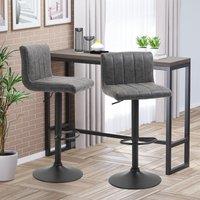 HOMCOM Set of 2 Adjustable Height Swivel PU Leather Counter Bar Chairs in Grey