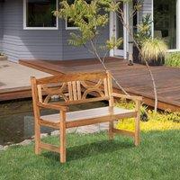 OUTSUNNY 2-Seater Wooden Garden Bench Outdoor Patio Loveseat in Natural