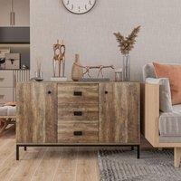 HOMCOM Industrial Sideboard Storage Cabinet Accent Cupboard Distressed in Brown