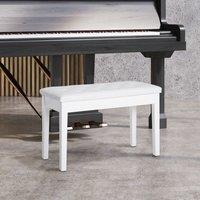HOMCOM Classic Piano Bench Padded Seat Makeup Stool Solid Wood Wooden in White