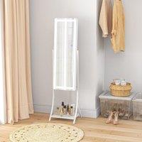 HOMCOM LED Lighted Full Length Mirror, Floor Standing Mirror with Shelf in White