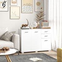 HOMCOM Sideboard Storage Cabinet, Kitchen Cabinet w/ 2 Drawers & Adjustable Shelves in White