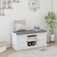 HOMCOM Shoe Bench with Cushioned Seat Adjustable Shelf for Hallway in White