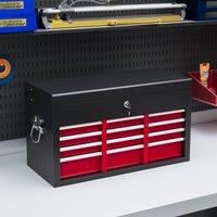 HOMCOM 6 Drawer Tool Chest, Lockable Metal Tool Box with Top Case, Ball Bearing Runners, Portable Toolbox, 600mm x 260mm x 340mm in Red