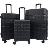 Infinity Leather Black Hard Shell Classic 8 Wheel Cabin Luggage Case Travel Suitcases | Size: Medium