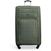 Infinity Leather Soft Shell Lightweight Nylon Extra Large 4 Wheels Travel Suitcase in Khaki