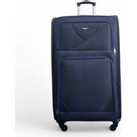 Infinity Leather Soft Shell Lightweight Nylon Extra Large 4 Wheels Travel Suitcase in Navy